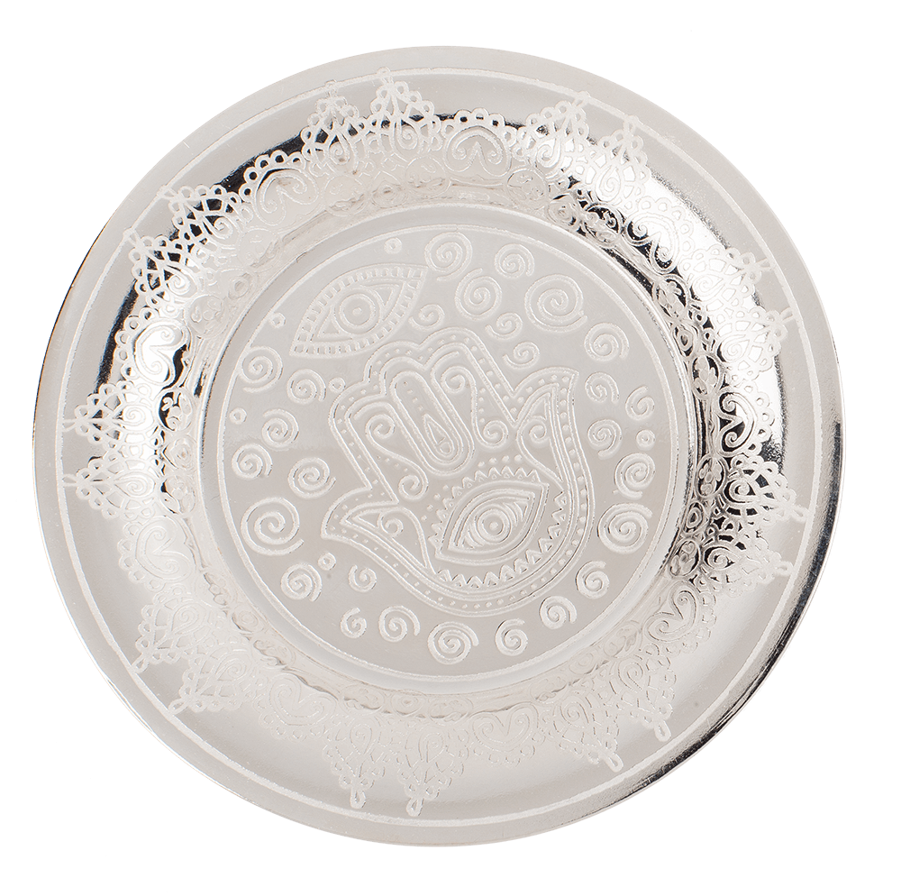 Silver colored stainless steel jewelry plate,