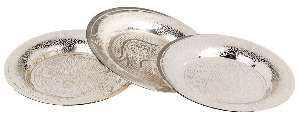 Silver colored stainless steel jewelry plate,