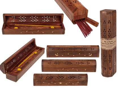 Wooden incense stick burner box,