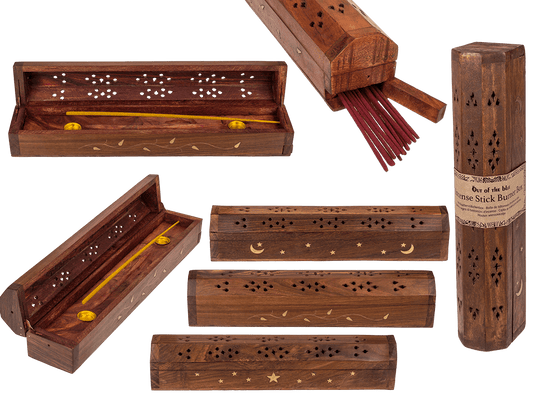Wooden incense stick burner box,