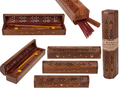 Wooden incense stick burner box,