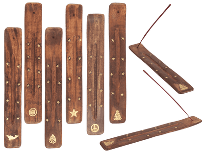 Wooden incense stick holder, ca. 25,5 x 4 cm,
