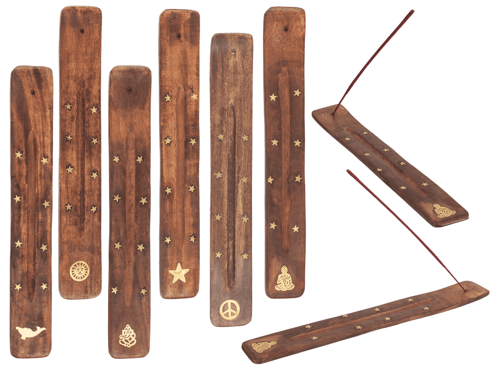 Wooden incense stick holder, ca. 25,5 x 4 cm,