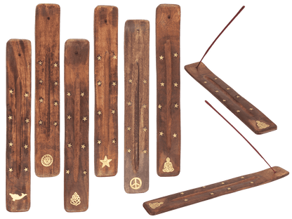 Wooden incense stick holder, ca. 25,5 x 4 cm,