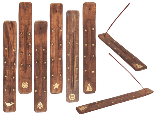 Wooden incense stick holder, ca. 25,5 x 4 cm,