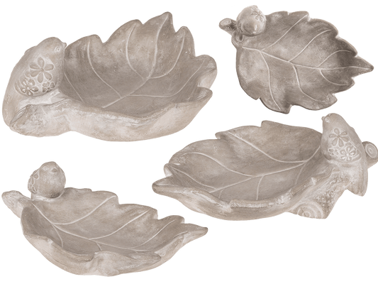 Bird feeder, leaf with bird,