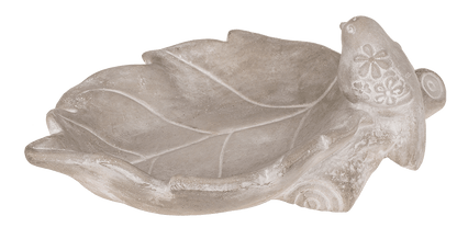 Bird feeder, leaf with bird,