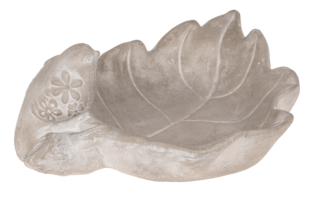 Bird feeder, leaf with bird,