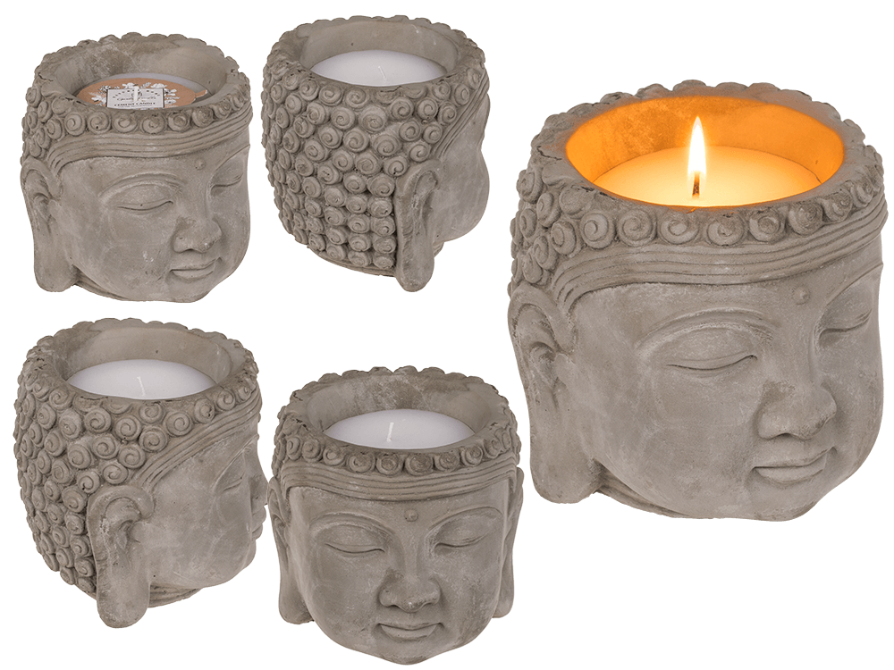 Candle, Buddha-head, ca. 13,5 x 13 cm,