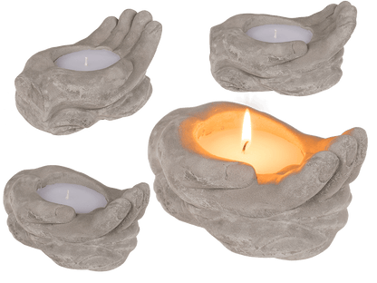 Candle in cement hands