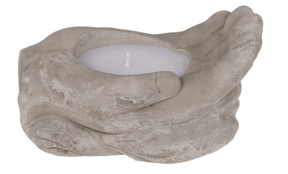 Candle in cement hands