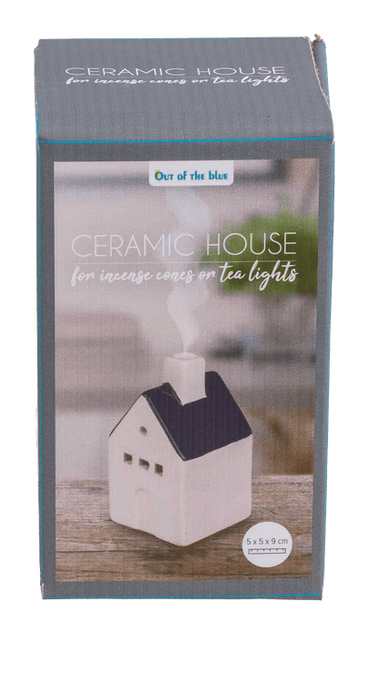 Ceramic house for incense cones/tea lights