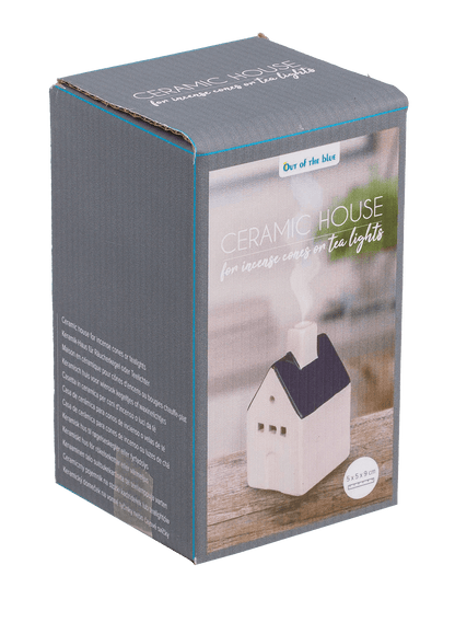Ceramic house for incense cones/tea lights