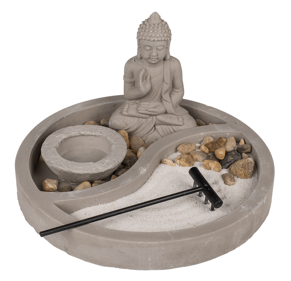 Grey round cement plate, ca. 19 x 19 x 12 cm,