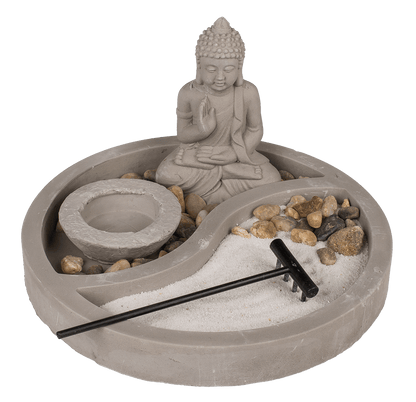 Grey round cement plate, ca. 19 x 19 x 12 cm,