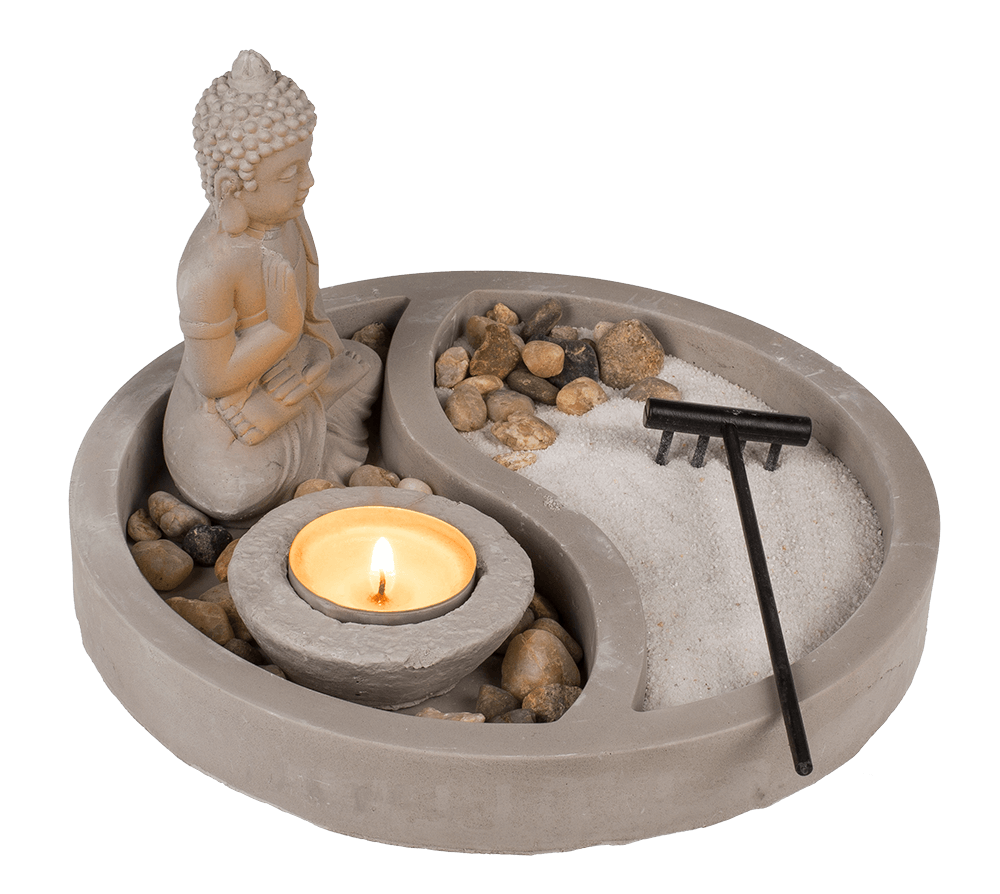 Grey round cement plate, ca. 19 x 19 x 12 cm,