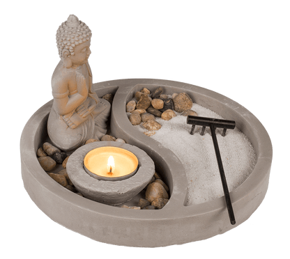 Grey round cement plate, ca. 19 x 19 x 12 cm,