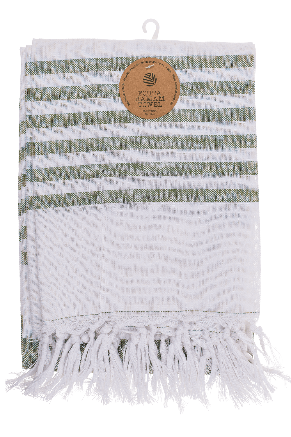 White/green coloured Fouta Towel (for sauna &,