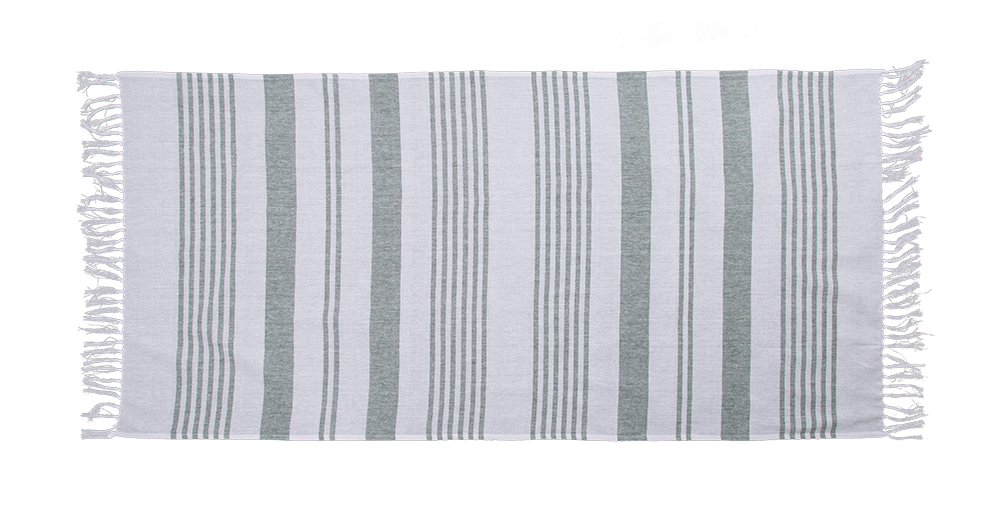 White/green coloured Fouta Towel (for sauna &,
