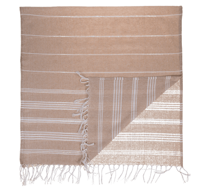 White/brown coloured Fouta Towel (for sauna &,