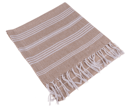 White/brown coloured Fouta Towel (for sauna &,