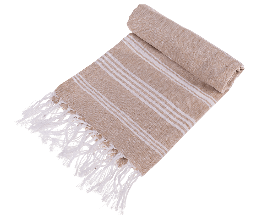 White/brown coloured Fouta Towel (for sauna &,