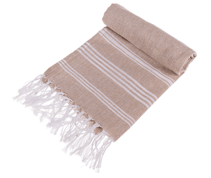 White/brown coloured Fouta Towel (for sauna &,