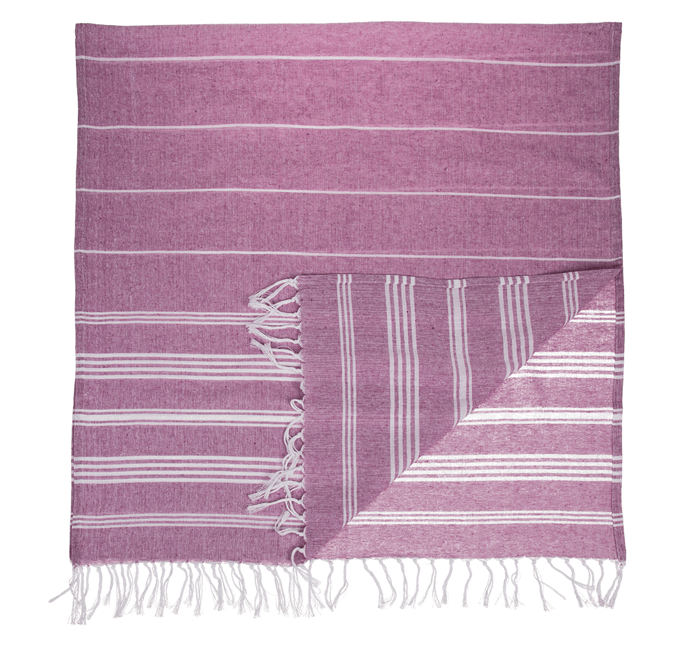 White/purple coloured Fouta Towel (for sauna &,