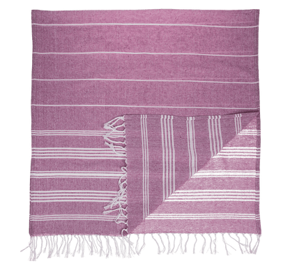 White/purple coloured Fouta Towel (for sauna &,