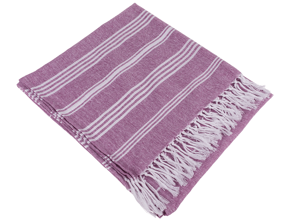 White/purple coloured Fouta Towel (for sauna &,