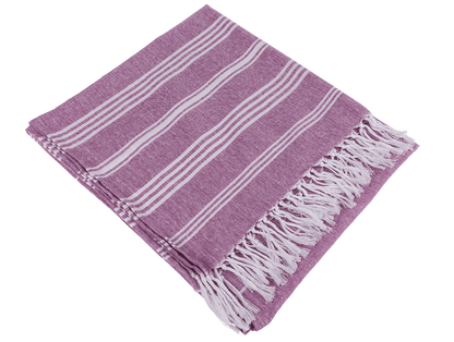 White/purple coloured Fouta Towel (for sauna &,