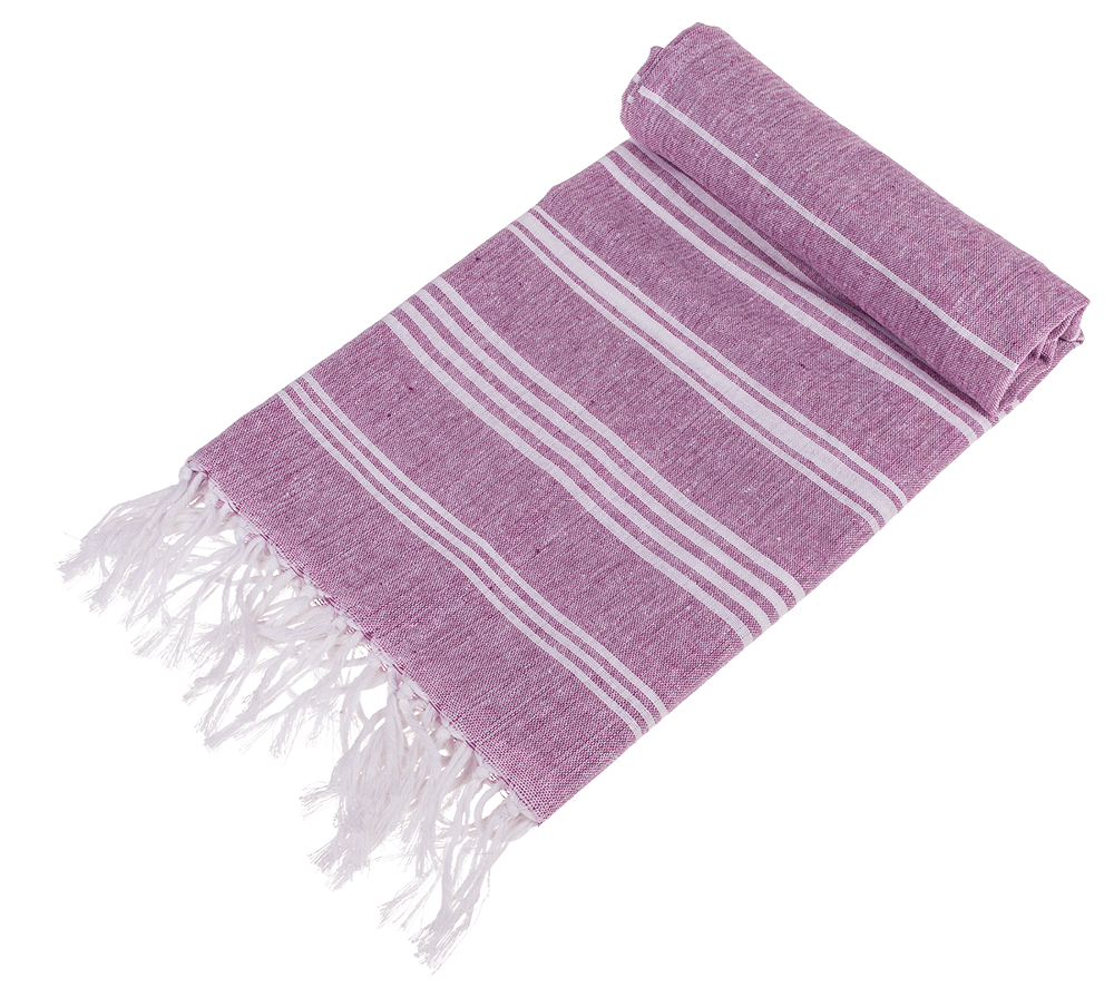 White/purple coloured Fouta Towel (for sauna &,