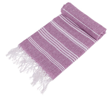 White/purple coloured Fouta Towel (for sauna &,
