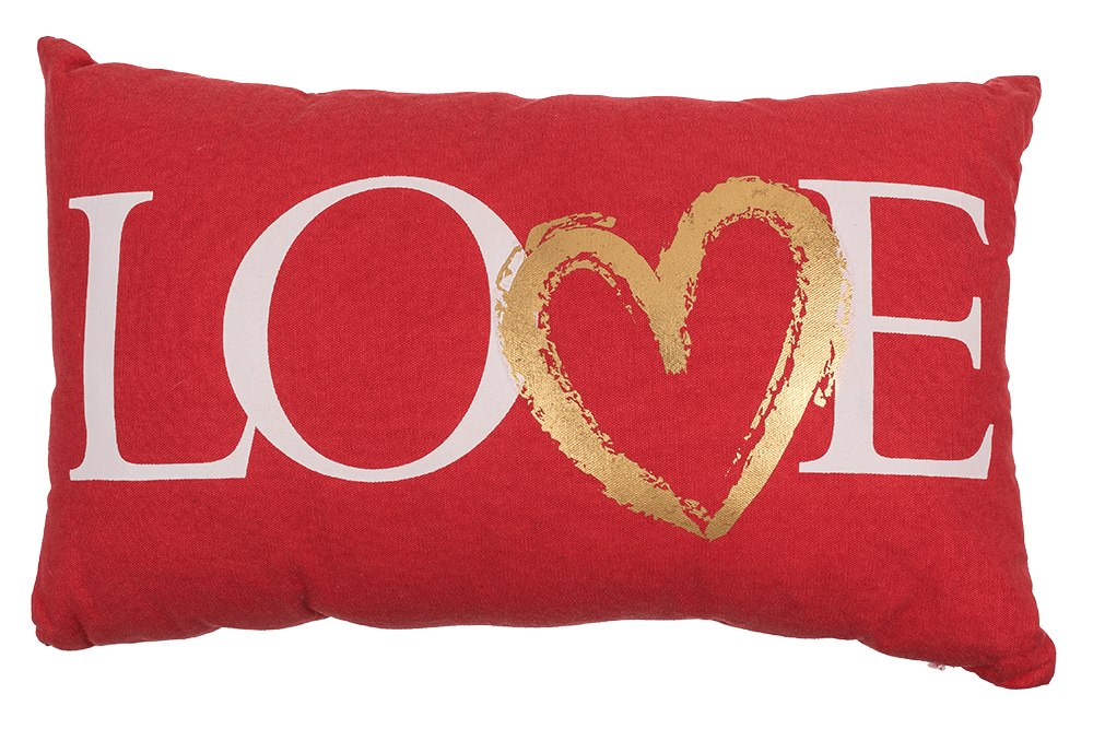 Red coloured decoration cushion, Love,