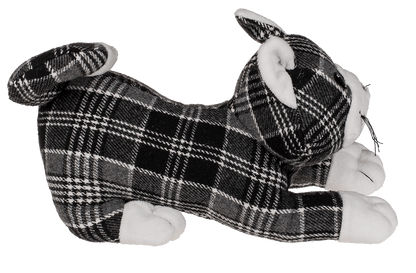 black/grey/white checkered door stopper, cat,