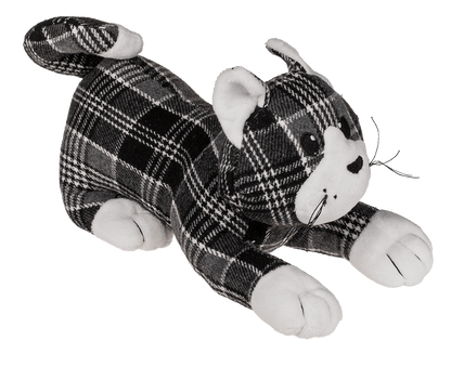 black/grey/white checkered door stopper, cat,