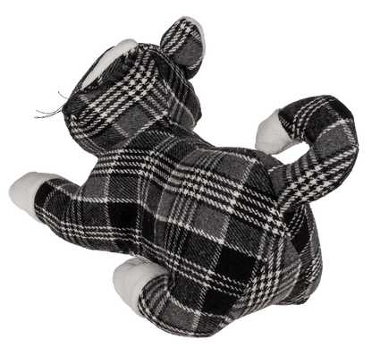 black/grey/white checkered door stopper, cat,