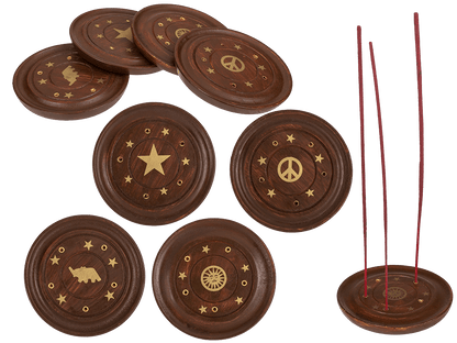 Round wooden incense stick holder,