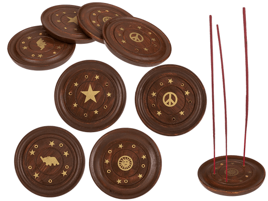 Round wooden incense stick holder,