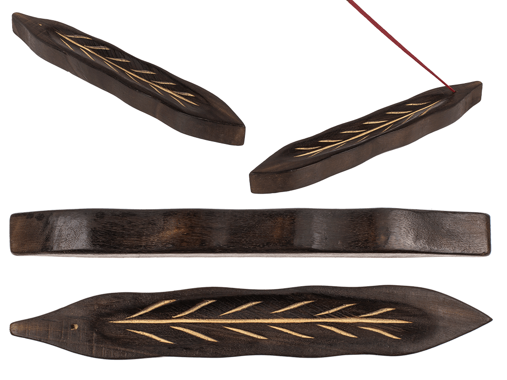 Wooden incense stick holder, leaf,