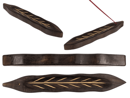 Wooden incense stick holder, leaf,