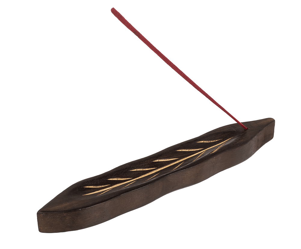 Wooden incense stick holder, leaf,