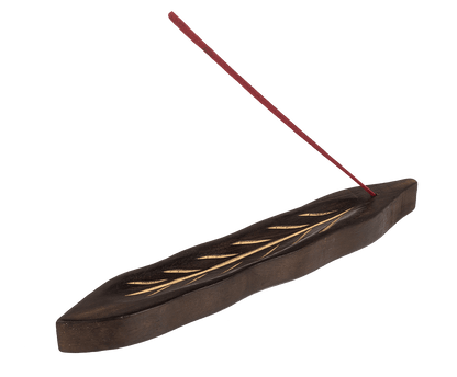 Wooden incense stick holder, leaf,