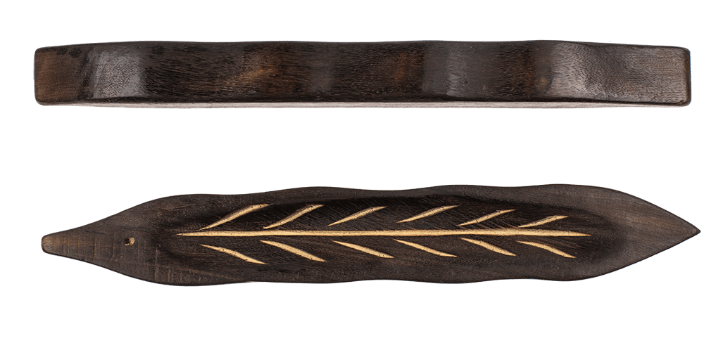 Wooden incense stick holder, leaf,