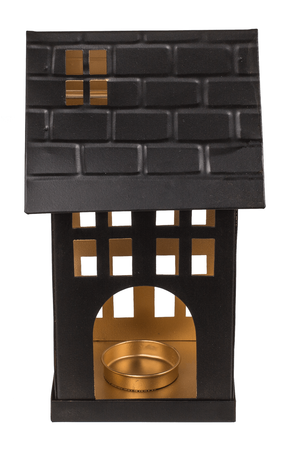 Black metal decoration house for tealights,