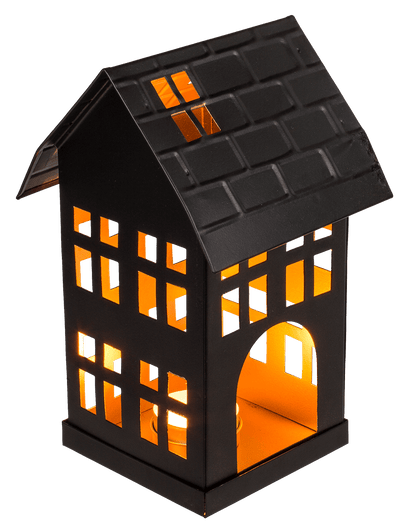 Black metal decoration house for tealights,