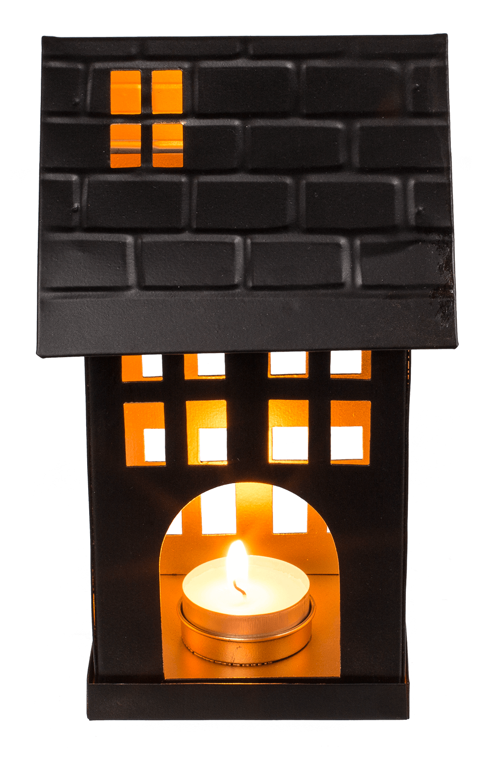 Black metal decoration house for tealights,