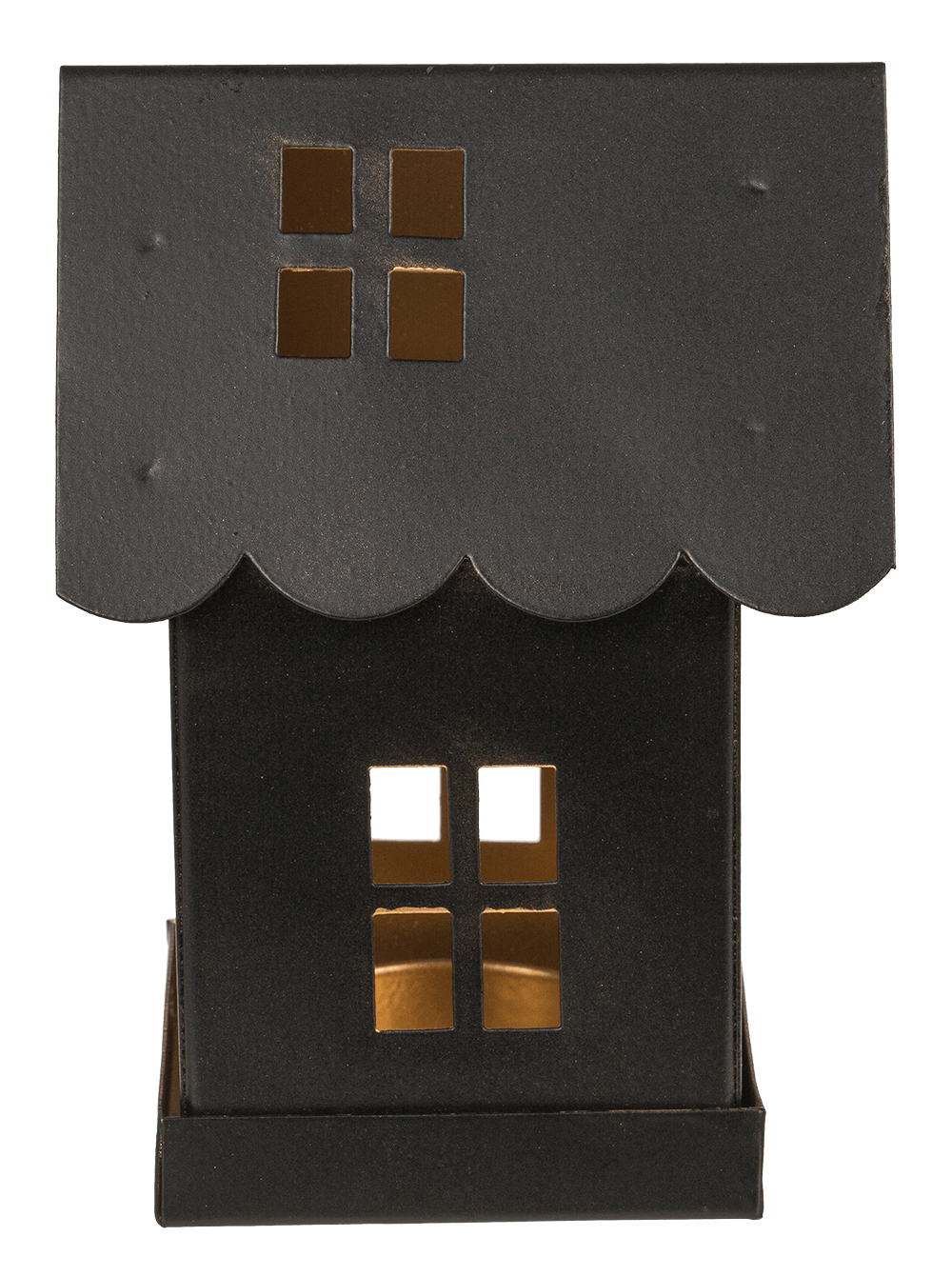 Black metal decoration house for tealights,