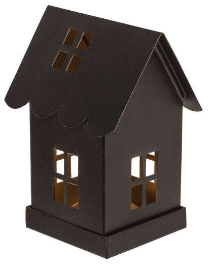 Black metal decoration house for tealights,
