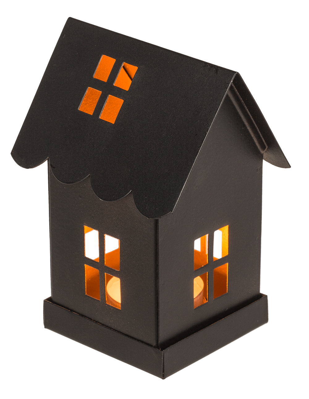 Black metal decoration house for tealights,